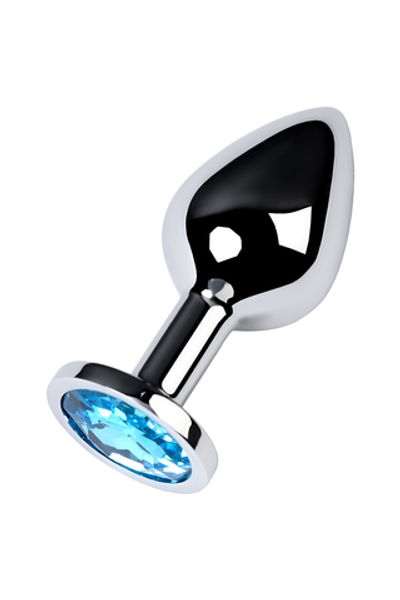 Анальная втулка с кристаллом Medium голубой 8 см