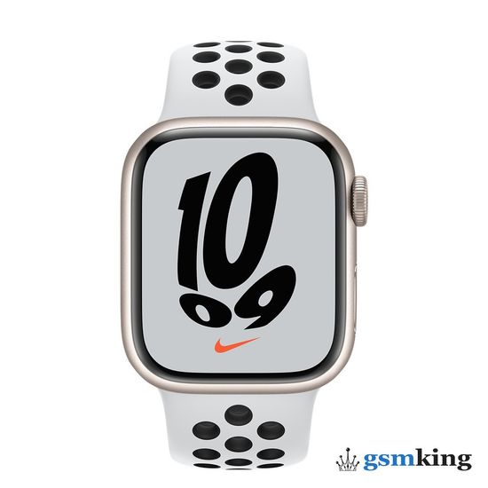 Apple Watch Nike Series 7 GPS 41mm Starlight Aluminum Case with Nike Sport Band Pure Platinum/Black MKN33RU/A