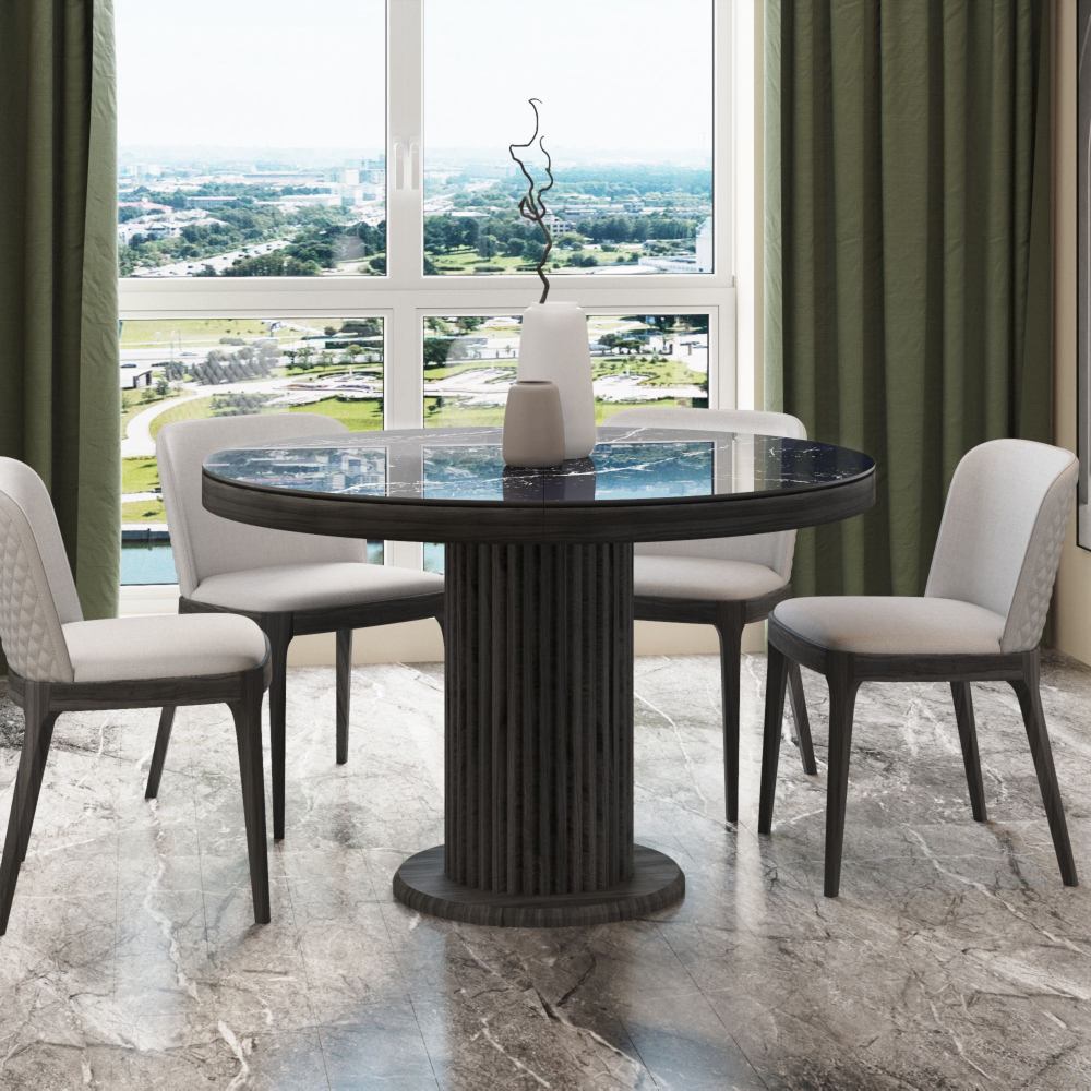 Стол Denver 100+40, круглый раздвижной, глянец