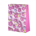 Пакет подарочный бумажный Alingar, (L+) 26х32х10 см, вертикальный, "Нежные цветочки", матов. ламинация, тиснение голография, эффект 3D, ассорти