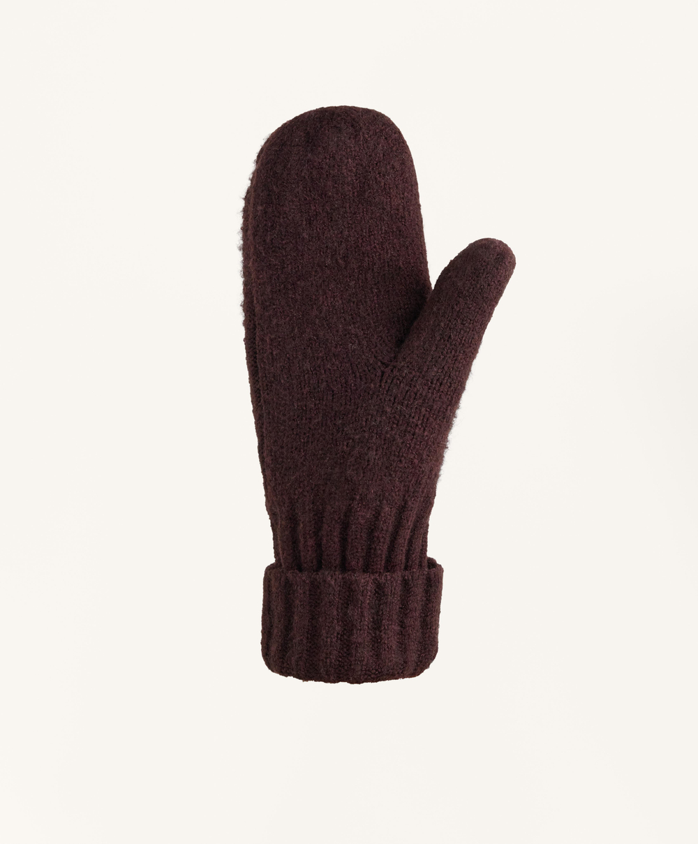 Oysho Варежки с аранским узором, темно-виный