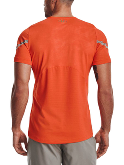 Мужская теннисная футболка Under Armour Rush Emboss Short Sleeve - papaya/pewter