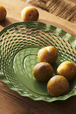 ZARA HOME МЕТАЛЛИЧЕСКАЯ ЧАША С АЖУРНЫМ КРАЕМ, МЯГКИЙ ЗЕЛЕНЫЙ