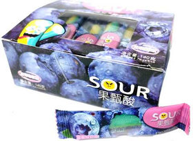 Кислый мармелад Sour стик черника, лимон, клубника, яблоко, апельсин 40шт 140г