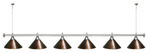 Лампа STARTBILLIARDS 6 пл. (плафоны зеленые,штанга зеленая,фурнитура золото)