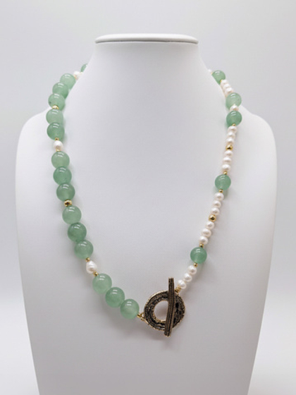 Колье "Элегант" (авантюрин и жемчуг)