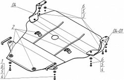 Защита картера Двигателя. 2 мм, Сталь. для Audi A8 2002-2005 MOTODOR.00132
