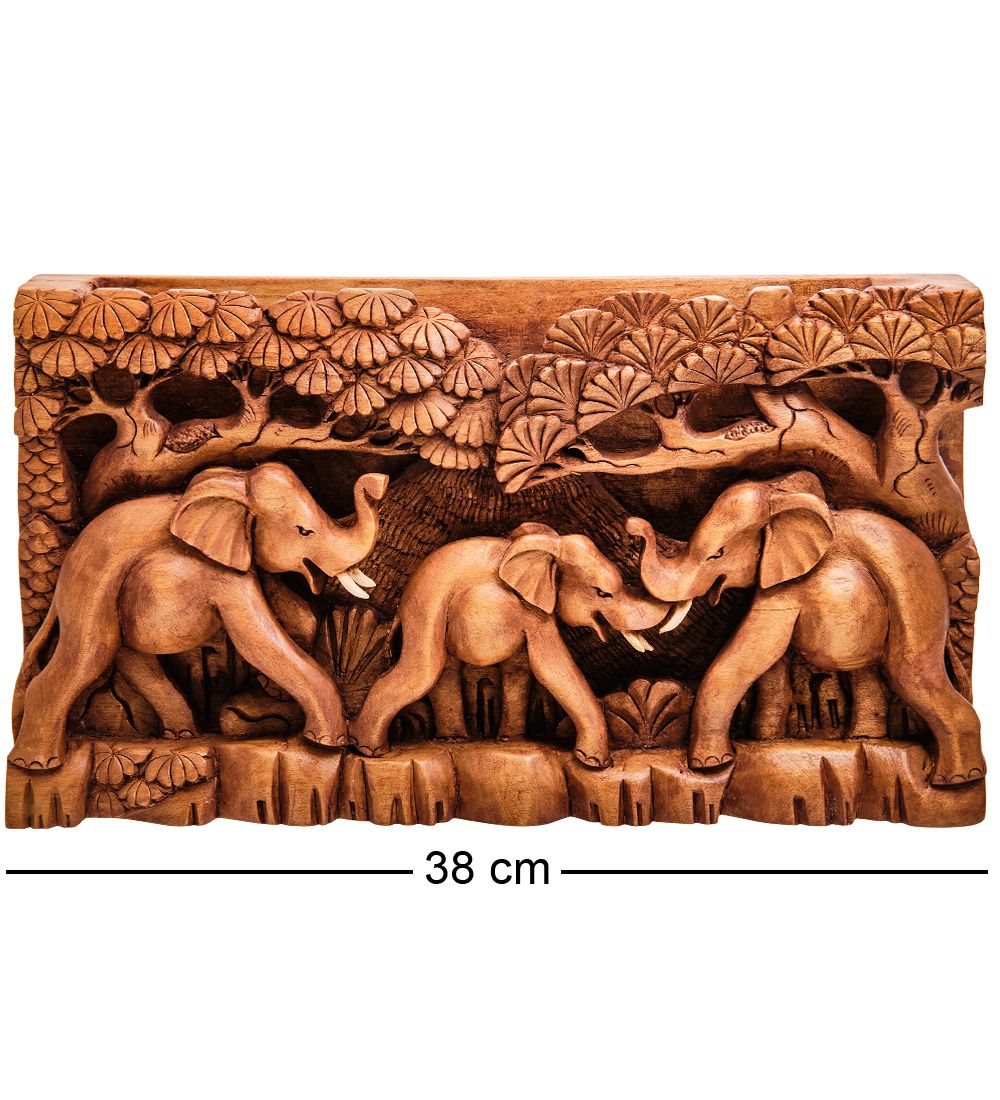 Decor and Gift 17-014_B Панно резное «Слоны» (суар, о.Бали)