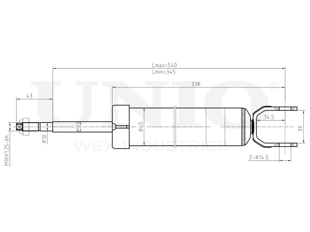 Амортизатор газовый задней подвески UNIO SAB-10477