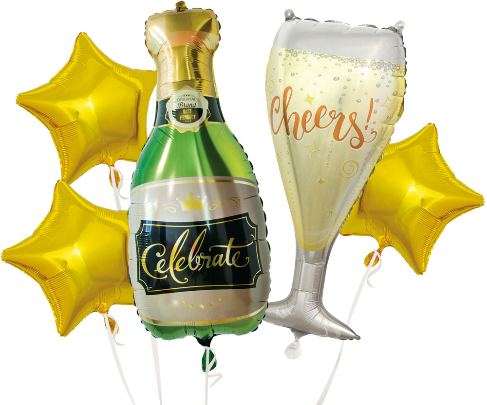 Набор шаров (37''/94 см) Брызги Шампанского, Золото