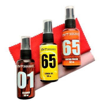 Комплект для ухода за гитарой: масло, очиститель, полироль, 2 салфетки, OVTSound OVTSound-compl.50ml