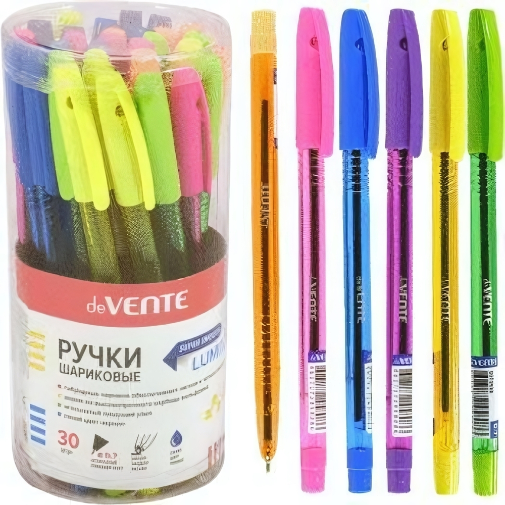 Ручка масляная 0.7 мм синяя, неон "Lumix" (deVENTE)