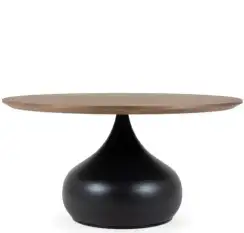 Столик журнальный Lemosab, Ø80х41 см, черный металл, столешница орех