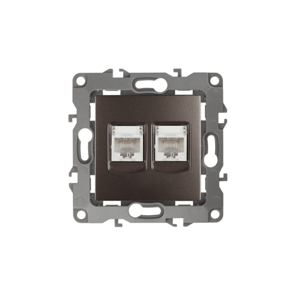 12-3108-13 ЭРА Розетка информационная двойная 2XRJ45, IP20, Эра12, бронза | Эра 12 Бронза
