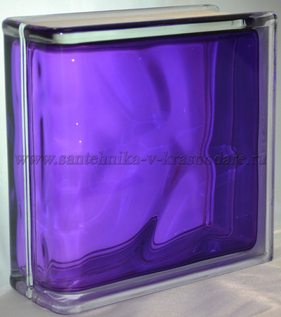Торцевой стеклоблок фиолетовый окрашенный изнутри Vitrablok   19x19x8