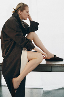 ZARA ТРЕНЧ ОВЕРСАЙЗ В КЛЕТКУ — ZW COLLECTION, ШОКОЛАДНЫЙ