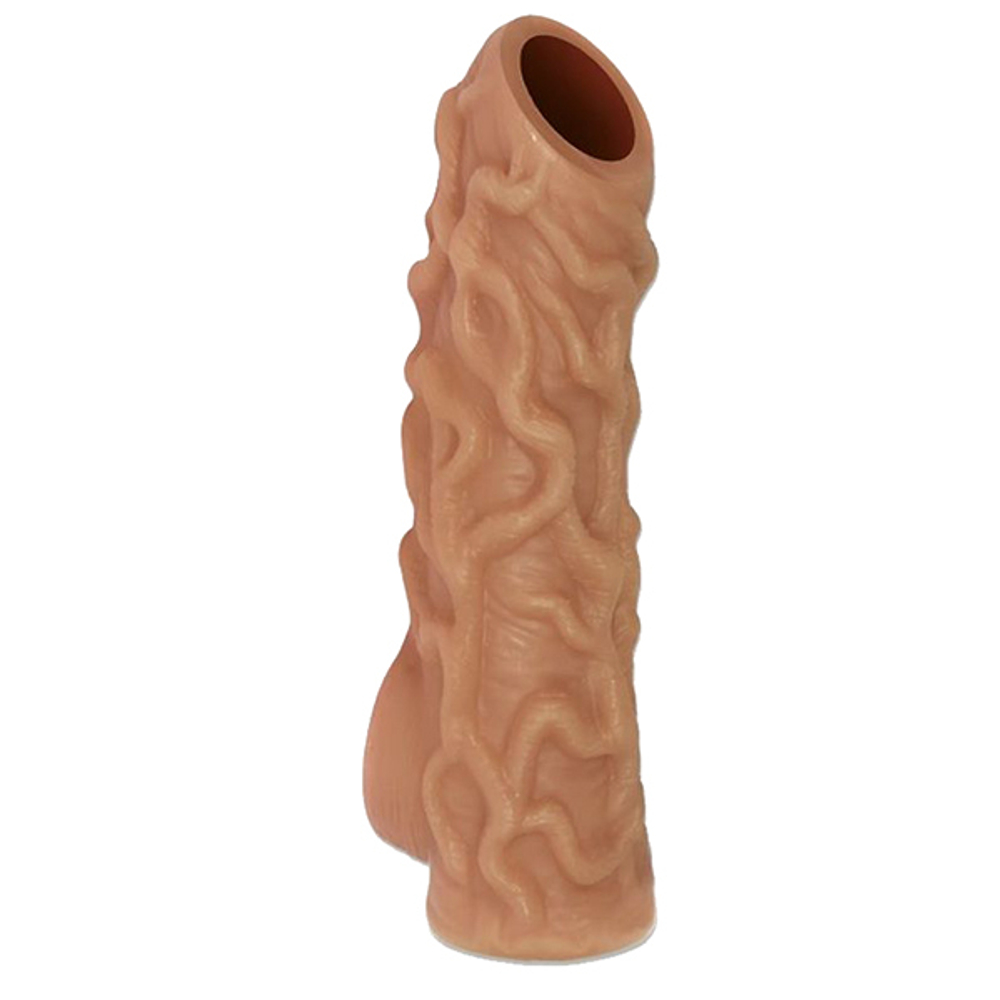 Телесная насадка 12см с венками и открытой головкой Kokos Nude Sleeve M Size