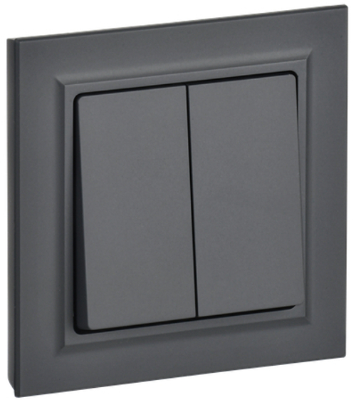 BRITE Выключатель 2-клавишный 10А в сборе ВСР10-2-0-БрГ графит IEK