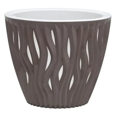 Кашпо для цветов пластиковое 4,5л d-21,5 см «Вдохновение» Мокко