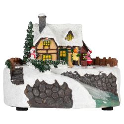 Светодиодная новогодняя фигура ЭРА EFIS-S02 композиция Деревня мультиколор 3*АА 16*13*12 см | Фигуры