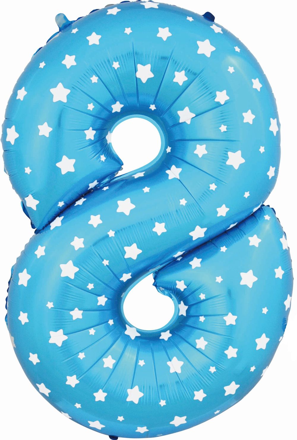 Шар (40"/102 см) Цифра, 8, Звездочки, Голубой, в упаковке 1 шт.