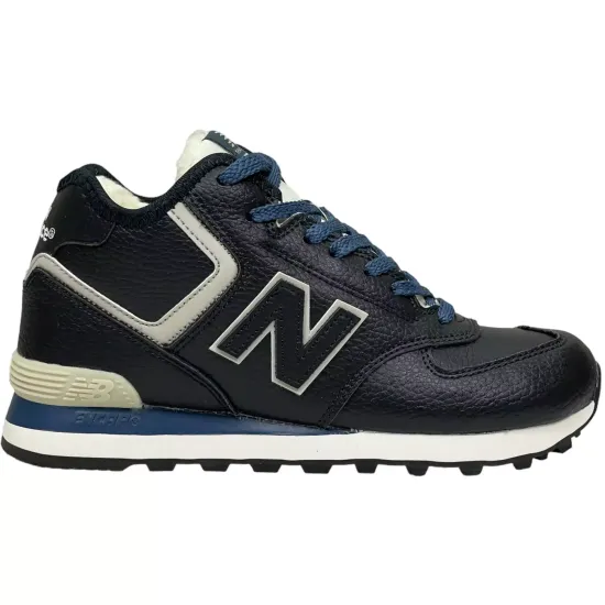 Кроссовки New Balance 574 High Leather Blue с мехом