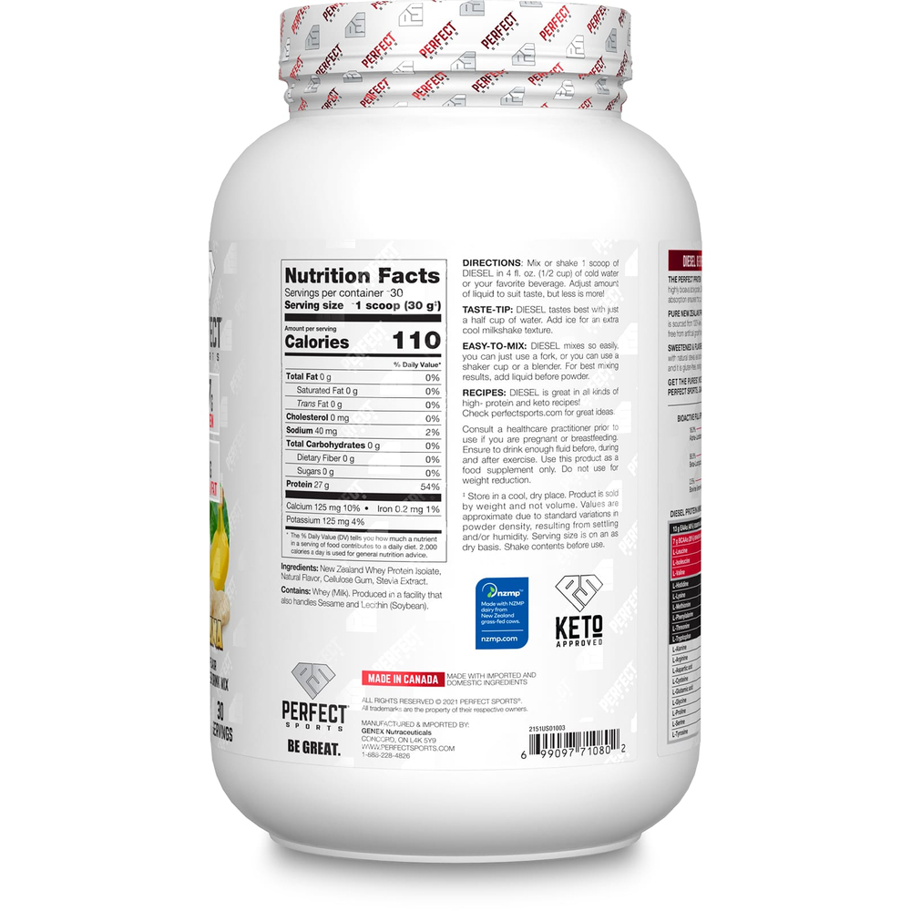 PERFECT Sports, Sierra, новозеландский сывороточный изолят, со вкусом банана, 908 г (2 фунта)