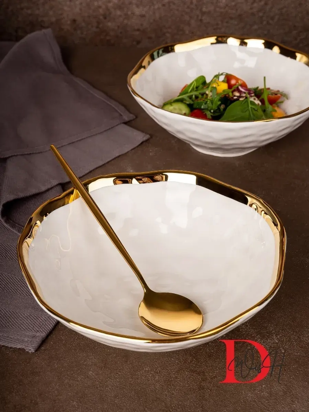 Набор из 6 глянцевых тарелок глубоких мятый фарфор 20 см