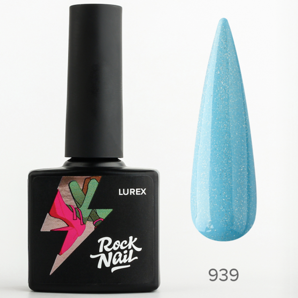 RockNail Гель-лак Lurex 939 Electric Blue Lemonade, 10 мл