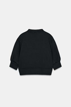 ZARA ОБЪЕМНАЯ УКОРОЧЕННАЯ ТОЛСТОВКА, ЧЕРНЫЙ