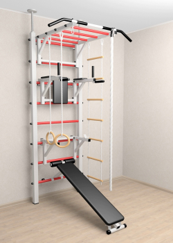 Шведская стенка Sv Sport враспор (Турник рукоход/Брусья/Стойка/Скамья/Канат/Кольца/Лестница)