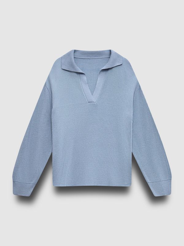 Поло вязаное с длинным рукавом, голубой