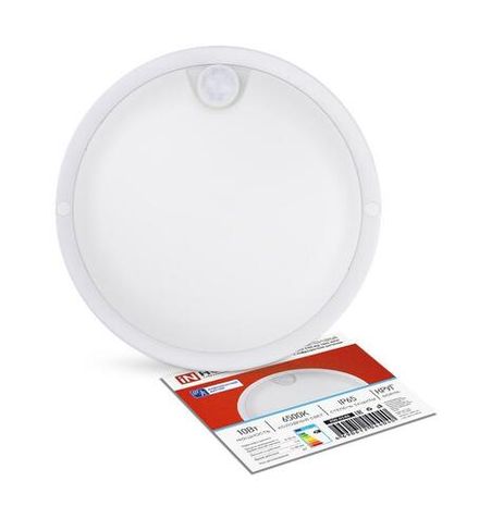 Светильник светодиодный СПП ИД-1065-КРУГ 10Вт 6500К IP65 900лм 140мм герметичный с инфракрасным датчиком IN HOME 4690612044040