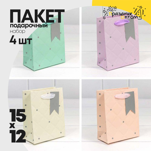 Пакет подарочный 12х15х6.7см Премиум (Микс)