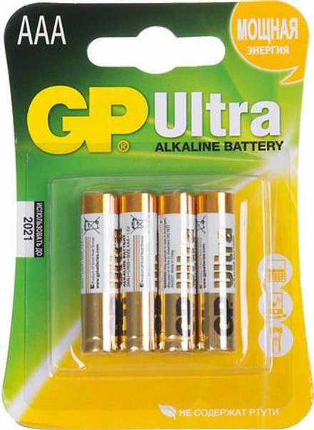 Батарея GP Ultra Alkaline 24AU LR03 AAA (4шт)