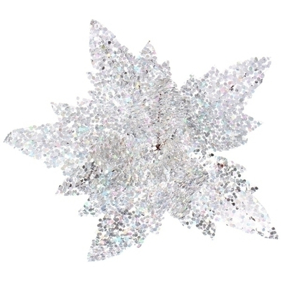 Украшение новогоднее «Пуансеттия - Царица ночи» 24 см, Серебро