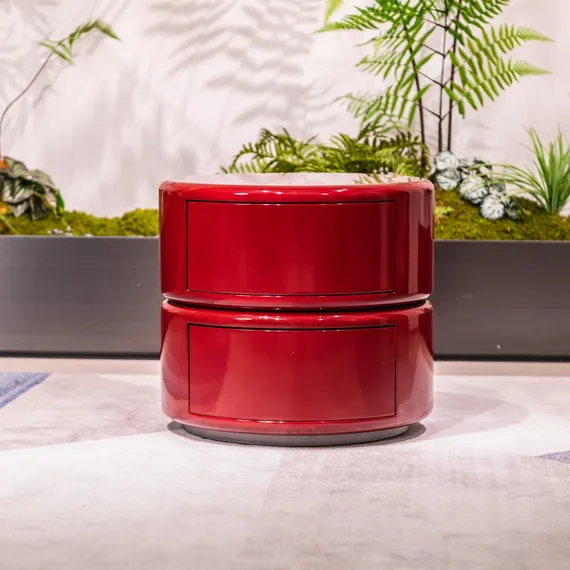 Тумба прикроватная 4842 с двумя ящиками, красный глянец