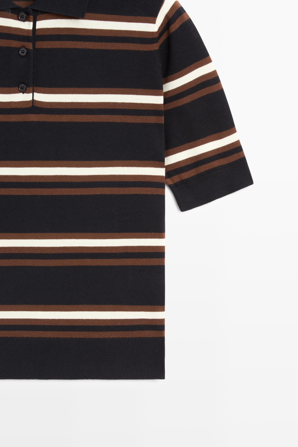 Massimo Dutti Трикотажный поло в полоску из 100% хлопка, темно-синий