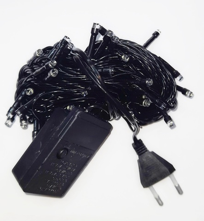 Гирлянда нить LED 200L (9m) Белый (черный провод)