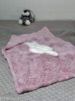 Вязаный детский плед из натурального меха рекс "Котик" 120х80 см (розовый)