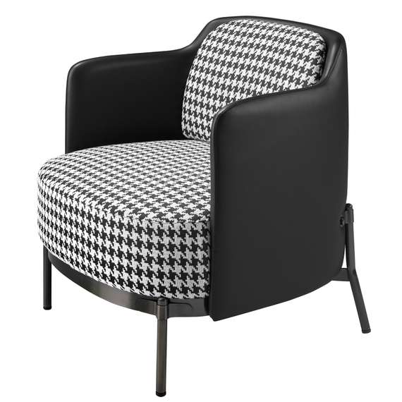 Кресло Angel Cerda 5139 из черно-белой ткани и черной экокожи