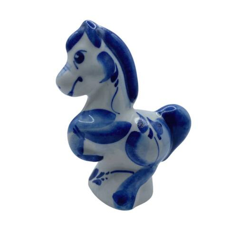 Фигурка Лошадка с поднятой ногой гжель