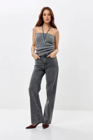 Джинсы wide leg серого цвета