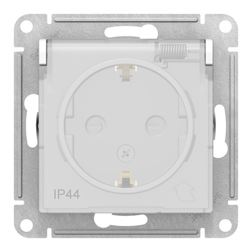 SE AtlasDesign Aqua Бел Розетка с/з со шторками с крышкой, 16А, IP44, механизм