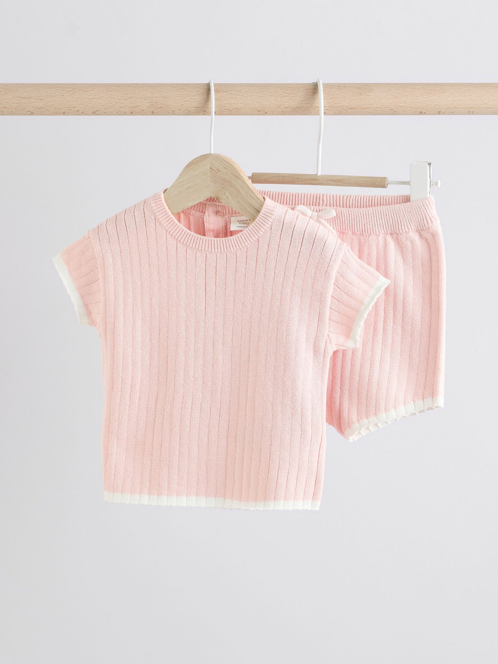 Вязаная футболка и шорты в комплекте для малышей Next AA8-205, Розовый