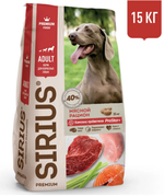 DOG Sirius Сухой корм для взрослых собак, мясной рацион, 15 кг