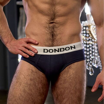 Темно-синие хлопковые мужские трусы-брифы (Размер: XL) (Цвет: темно-синий)