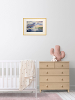 Картина авторская акварельная в паспарту 30х40 см на стену для интерьера "Отражающая свет..."