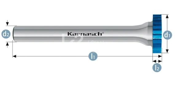 Борфреза твердосплавная Karnasch форма S (диск), 10х1,6х3х34 мм, HP-2, покрытие Blue-Tec, арт. 11.6011-005