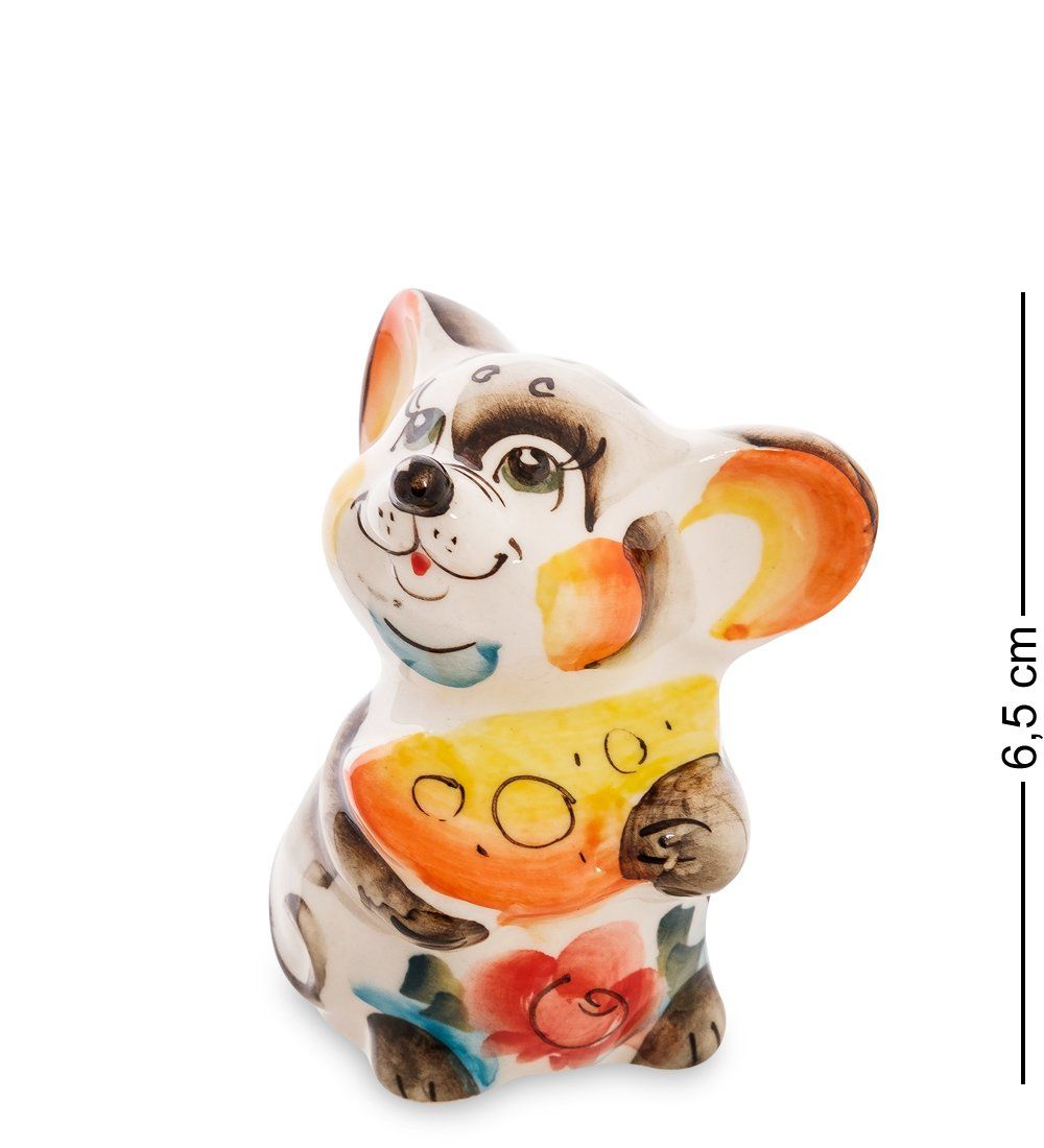 ГЛ- 551 Фигурка «Мышь с сыром» ср. цв. (Гжельский фарфор)